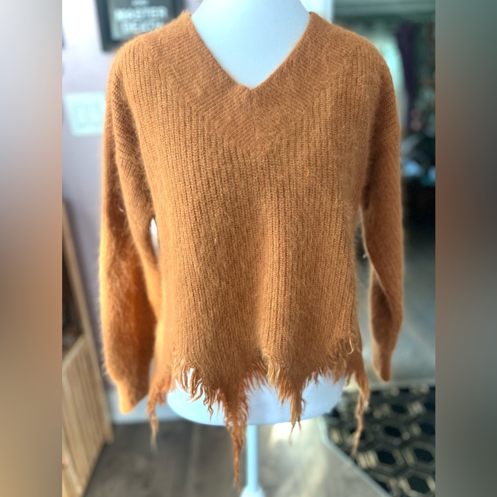 H&M Distressed Hem V-Neck Sweater
